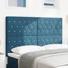 Image de vidaXL Tête de lit LED avec bandes LED Bleu foncé 144 cm Velours