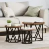 Image de vidaXL Table d'appoint empilable 3 pc Chêne fumé 53 x 53 x 40 cm