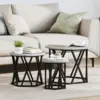 Image de vidaXL Table d'appoint empilable 3 pcs Gris Sonoma