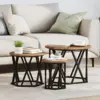 Image de vidaXL Table d'appoint empilable 3 pcs Bois Ancien