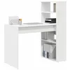 Image de vidaXL Bureau Blanc Bois d'ingénierie 113 x 54 x 120 cm | Style minimaliste cool pour les espaces contemporains, Avec des étagères pour le style et l'organisation,