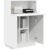 Image de vidaXL Bureau Blanc 71.5 x 31.5 x 106.5 cm Bois d'ingénierie, Bureau moderne pour la maison, design compact, table d'écriture robuste, étagères de rangement, style minimaliste