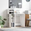 Image de vidaXL Bureau avec étagère Blanc 90 x 48 x 101,5 cm Bois d'ingénierie