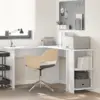 Image de vidaXL Bureau d'angle Blanc 140 x 113,5 x 75 cm Bois d'ingénierie