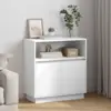 Image de vidaXL Buffet LED Blanc 71 x 34,5 x 75 cm Bois d'ingénierie