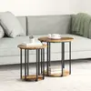 Image de vidaXL Ensemble de tables d'appoint avec étagère 2 pcs Marron