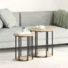 Image de vidaXL Ensemble de tables d'appoint 2 pc Marron 50 x 50 x 50,5 cm