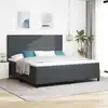 Image de vidaXL Lit à ressort LED Gris foncé et blanc 200 x 200 cm