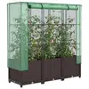Image de vidaXL Jardinière surélevée avec housse aspect rotin 120x40x138 cm