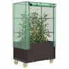 Image de vidaXL Jardinière surélevée avec housse et roues aspect rotin