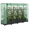 Image de vidaXL Lit surélevé avec housse de serre aspect rotin 160 x 40 x 123 cm