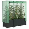 Image de vidaXL Jardinière surélevée avec housse aspect rotin 120x40x138 cm