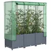 Image de vidaXL Jardinière surélevée avec housse aspect rotin 120x40x138 cm