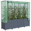 Image de vidaXL Lit surélevé avec housse de serre aspect rotin 160 x 40 x 153 cm