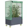 Image de vidaXL Jardinière surélevée avec housse et roues aspect rotin