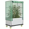 Image de vidaXL Jardinière surélevée avec housse et roues aspect rotin