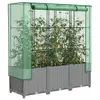 Image de vidaXL Jardinière surélevée avec housse aspect rotin 120x40x138 cm