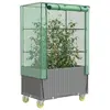 Image de vidaXL Jardinière surélevée avec housse et roues aspect rotin