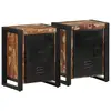 Image de vidaXL Tables de chevet 2 pcs multicolore bois massif de manguier brut