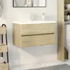 Image de vidaXL Ensemble de meubles de bain 2pcs céramique et bois d'ingénierie