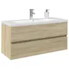 Image de vidaXL Ensemble de meubles de bain 2pcs céramique et bois d'ingénierie
