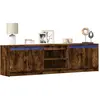 Image de vidaXL Meuble TV avec LED chêne fumé 180x34x50 cm bois d'ingénierie