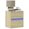 Image de vidaXL Table de chevet murale avec lumières LED chêne sonoma