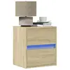 Image de vidaXL Tables de chevet murales avec lumières LED 2 pcs chêne sonoma