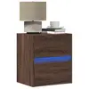 Image de vidaXL Tables de chevet murales avec lumières LED 2 pcs chêne marron