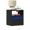 Image de vidaXL Tables de chevet murales avec lumières LED 2 pcs noir