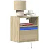 Image de vidaXL Table de chevet murale avec lumières LED chêne sonoma