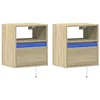 Image de vidaXL Tables de chevet murales avec lumières LED 2 pcs chêne sonoma