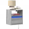Image de vidaXL Table de chevet murale avec lumières LED sonoma gris