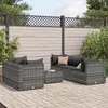 Image de vidaXL Salon de jardin 6 pcs avec coussins Gris Résine tressée