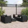 Image de vidaXL Salon de jardin 6 pcs avec coussins Noir Résine tressée