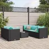 Image de vidaXL Salon de jardin 6 pcs avec coussins Noir Résine tressée