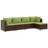 Image de vidaXL Salon de jardin 5 pcs avec coussins Marron Résine tressée