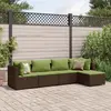 Image de vidaXL Salon de jardin 5 pcs avec coussins Marron Résine tressée