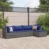 Image de vidaXL Salon de jardin 5 pcs avec coussins Gris Résine tressée