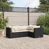 Image de vidaXL Salon de jardin 4 pcs avec coussins Noir Résine tressée