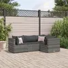 Image de vidaXL Salon de jardin 4 pcs avec coussins Gris Résine tressée