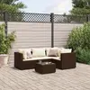 Image de vidaXL Salon de jardin 5 pcs avec coussins Marron Résine tressée