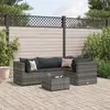 Image de vidaXL Salon de jardin 5 pcs avec coussins Gris Résine tressée