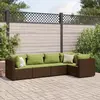 Image de vidaXL Salon de jardin 5 pcs avec coussins Marron Résine tressée
