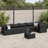 Image de vidaXL Salon de jardin 7 pcs avec coussins Noir Résine tressée