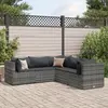 Image de vidaXL Salon de jardin 5 pcs avec coussins Gris Résine tressée