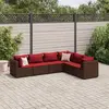 Image de vidaXL Salon de jardin 6 pcs avec coussins Marron Résine tressée