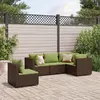 Image de vidaXL Salon de jardin 5 pcs avec coussins Marron Résine tressée