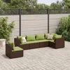 Image de vidaXL Salon de jardin 6 pcs avec coussins Marron Résine tressée