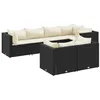 Image de vidaXL Salon de jardin 7 pcs avec coussins Noir Résine tressée